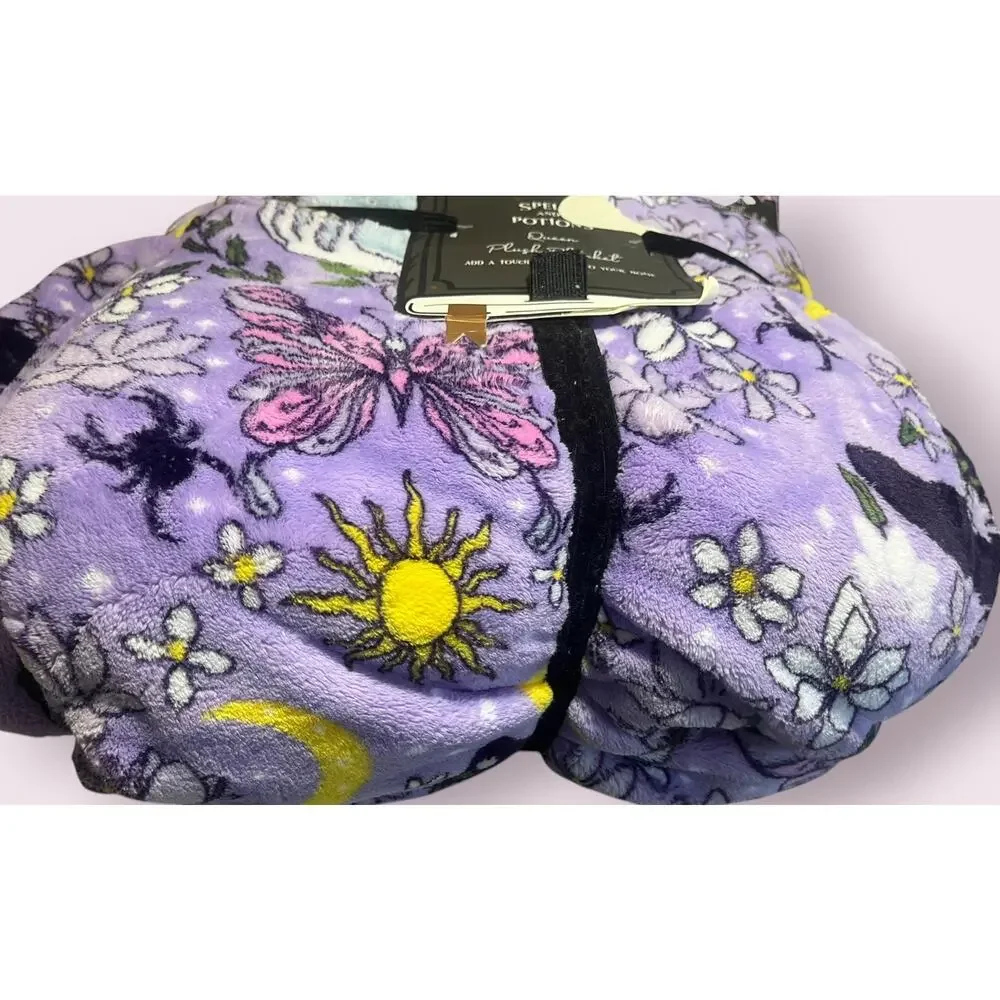 Spells and Potions Queen Purple Plush Blanket 90